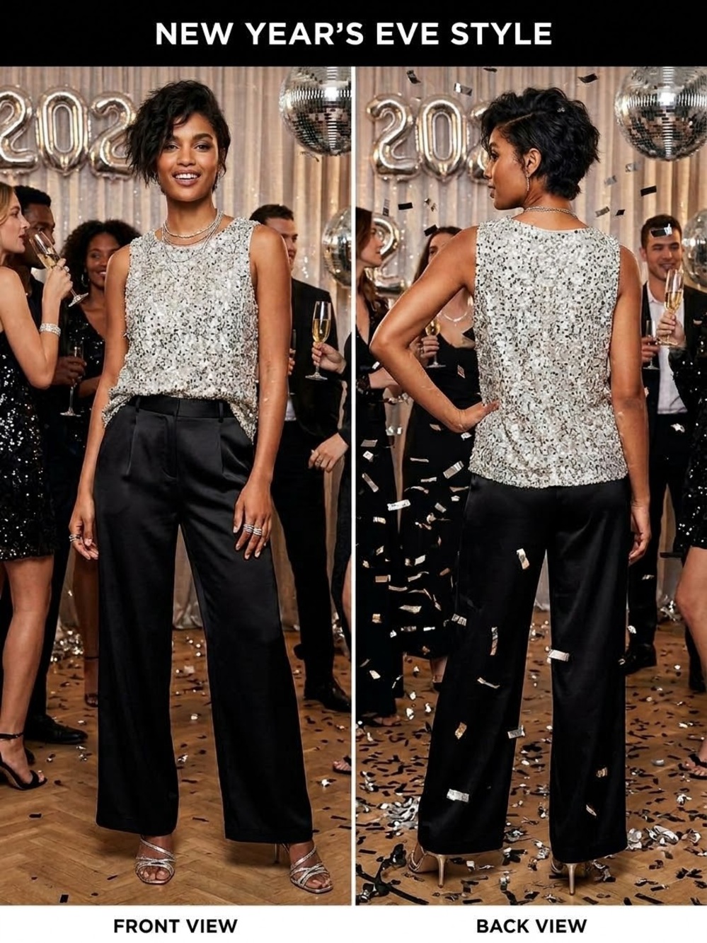 NWT Old Navy Silver Sequin Sleeveless New Year Party Top SZ XLT